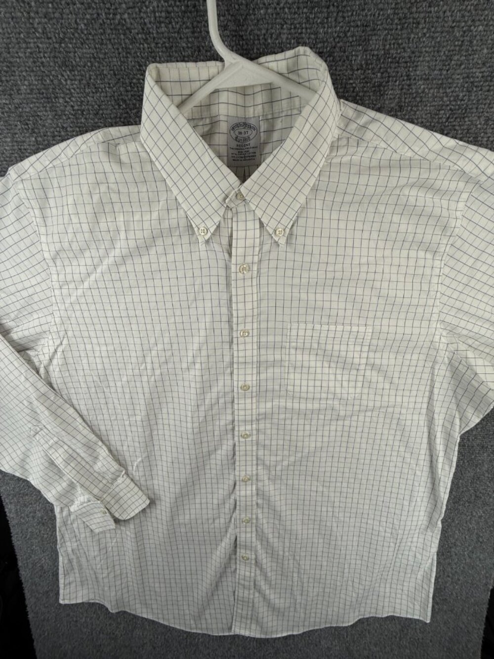 Brooks Brothers 18 37 Regent Blue White Check Non Iron Stretch Button Up Shirt